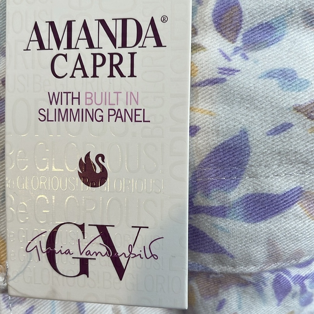 Gloria Vanderbilt Amanda Capri Vintage White Bahia Flora Size 24W MSRP $54 NEW - Picture 13 of 15